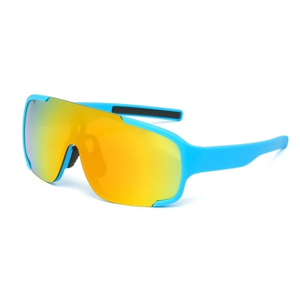 Shield Sunglasses‎ Mirrored Lens Sport Cycling Glasses Blue Frame Fishing Lentes